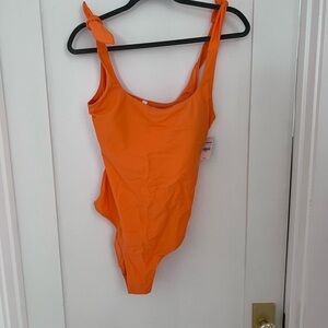 Express Orange Bow Tie shoulder One-Piece Swimsuit